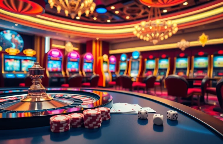 Engage in thrilling games at F8BET.COM, featuring vibrant slot machines and elegant casino elements.