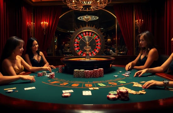 Experience high-stakes gaming at Hello88 with vibrant chips and a luxurious poker table.