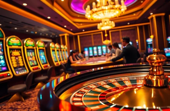 Exciting gaming scene featuring slot machines and tables at https://xx88.ai/ for avid gamblers.