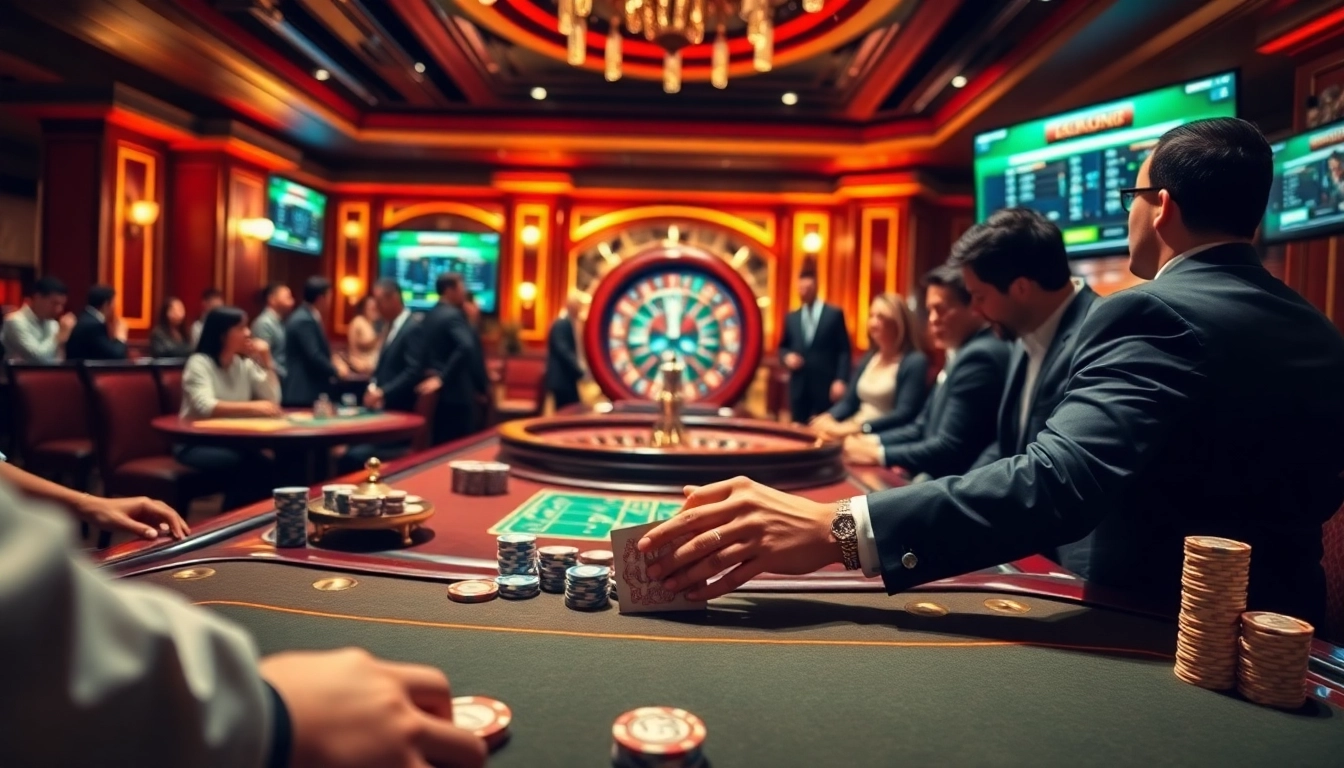 Experience thrilling moments at https://ww88b.com/ with players enjoying poker and roulette in a stunning casino.