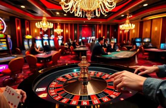 Experience excitement at https://rr88.auction/ with players at a roulette table in a luxury casino setting.