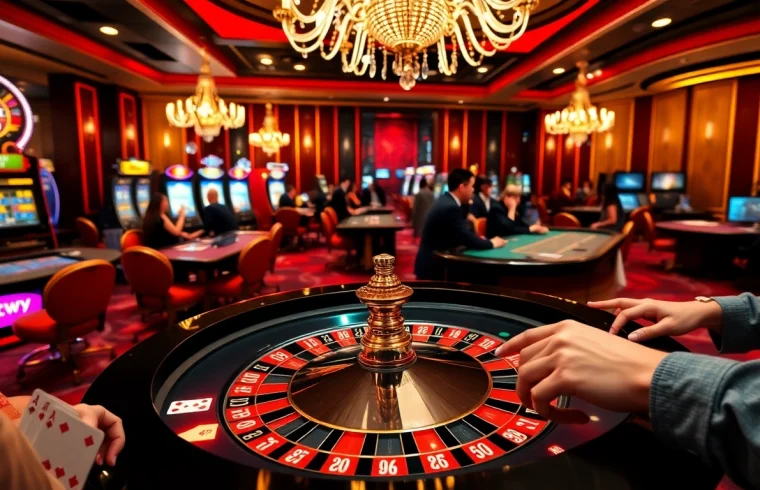 Experience excitement at https://rr88.auction/ with players at a roulette table in a luxury casino setting.