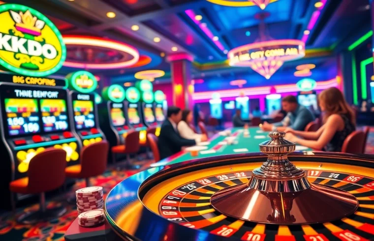 KJC logo displayed at a vibrant poker table with players enjoying high-stakes gaming.