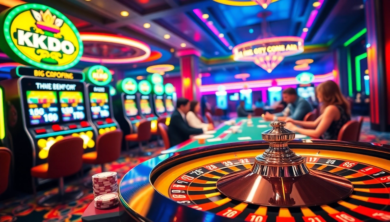 KJC logo displayed at a vibrant poker table with players enjoying high-stakes gaming.