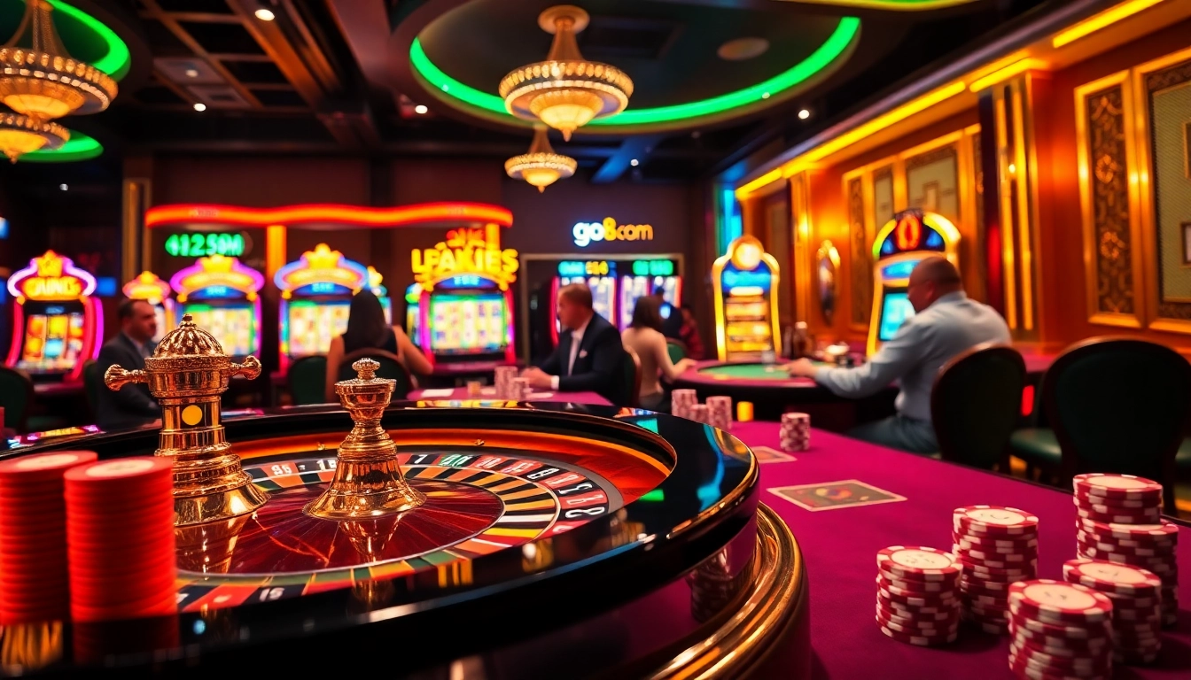 Experience thrilling gameplay at go8.com with vibrant casino tables and excited players.
