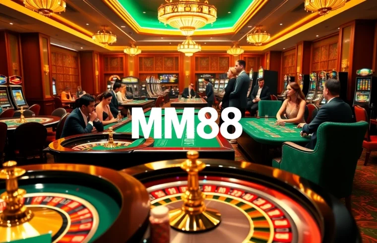 Experience the thrill of MM88 at an upscale casino with lively gaming tables and vibrant atmosphere.
