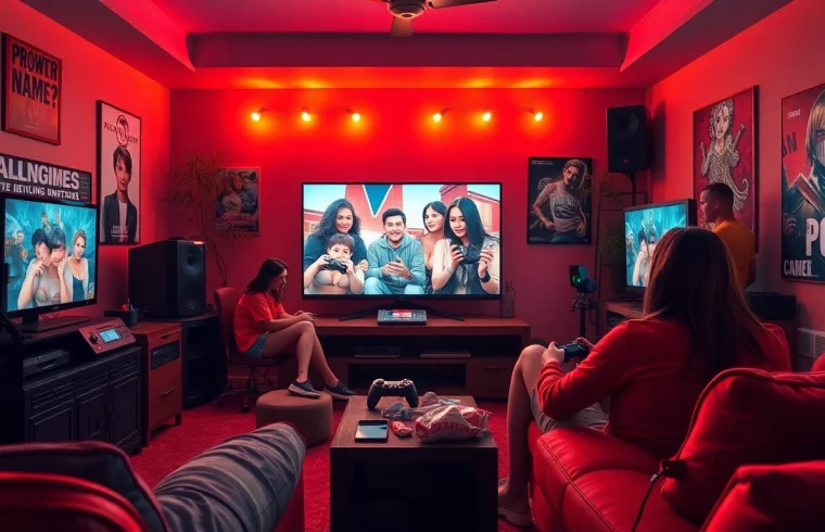 Engaging scene of players enjoying a variety of porn games in a cozy gaming room atmosphere.