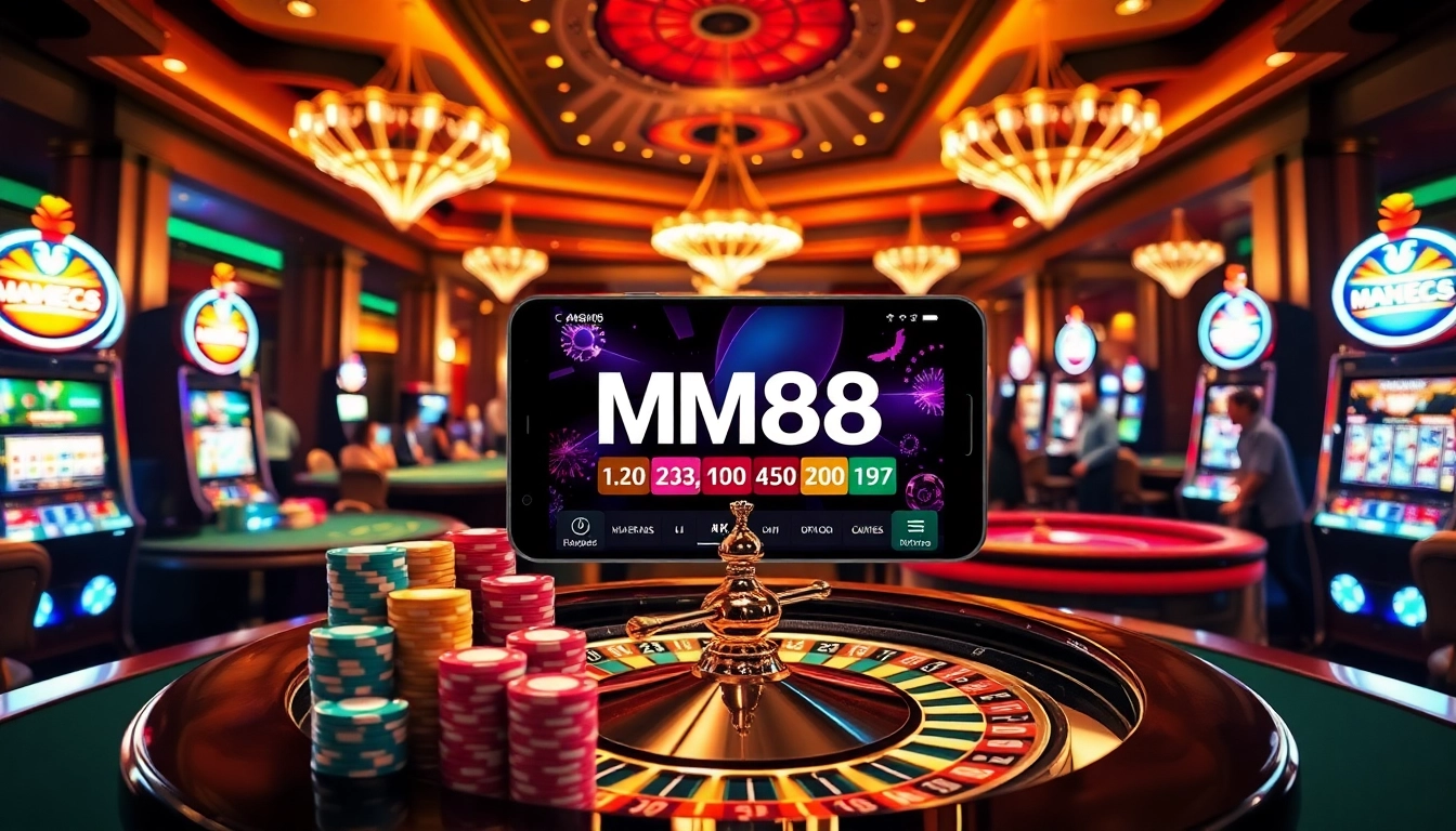 Engaging scene at MM88 casino, featuring vibrant games and action with live dealers.