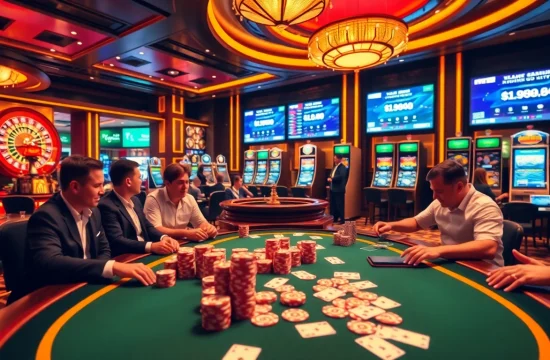 Experience high-stakes gaming at NK88 with vibrant casino visuals and lively players.