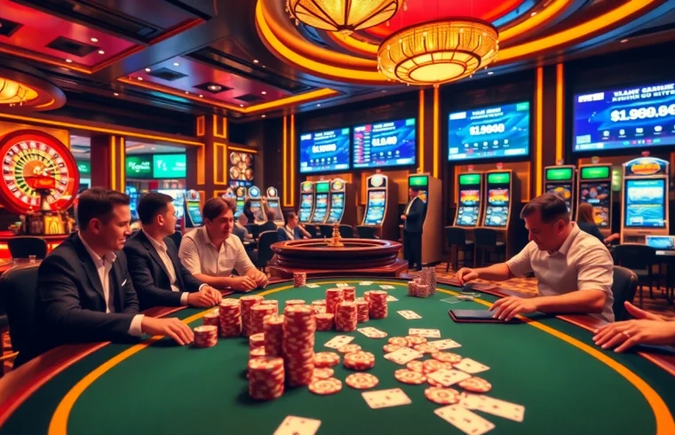 Experience high-stakes gaming at NK88 with vibrant casino visuals and lively players.
