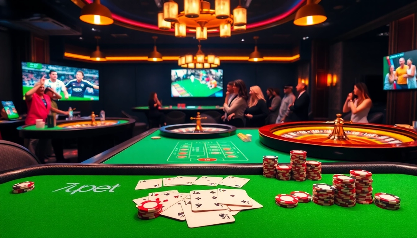 Betting excitement at 7upbet with poker chips and shipping cards on a vibrant table.