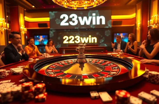 Players engaging at a vibrant casino table, embodying the thrill of 23win gambling.
