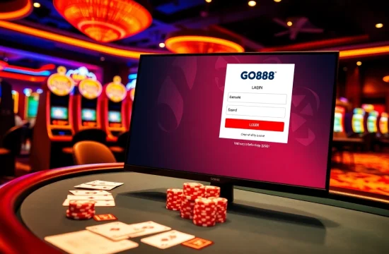 Engage with go88 đăng nhập through a vibrant casino scene showcasing blackjack tables and slot machines.