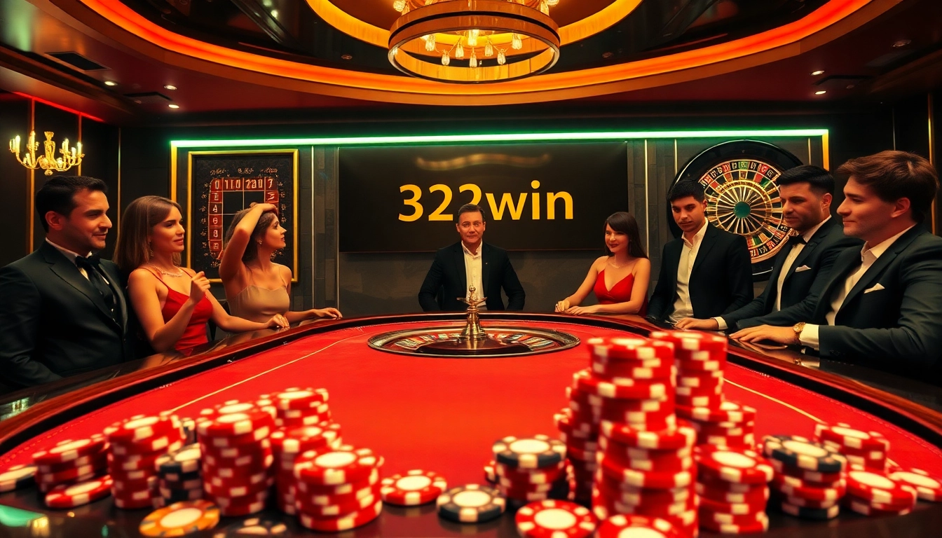Players engaging in a thrilling game at the poker table in 32win casino environment.