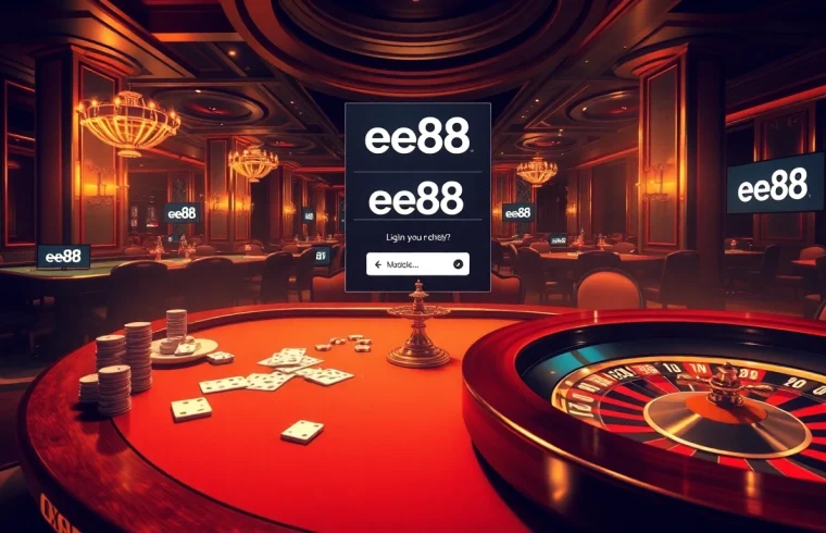 Experience the thrill of online gambling with the ee88 link đăng nhập showcased in a luxurious casino setting.