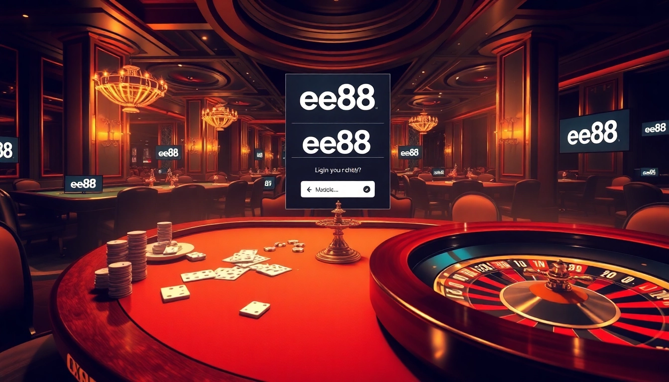 Experience the thrill of online gambling with the ee88 link đăng nhập showcased in a luxurious casino setting.