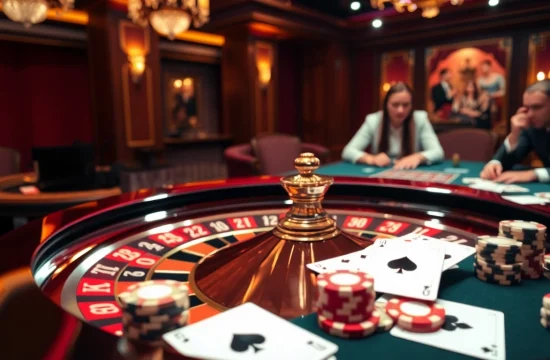 Engage in high-stakes fun at the casino featuring the king88 logo on a roulette wheel with vibrant poker chips and cards.