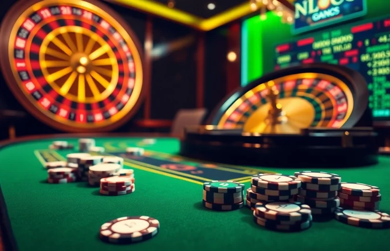 Winning at mmoo.se.net - Exciting casino scene with poker chips and roulette wheel