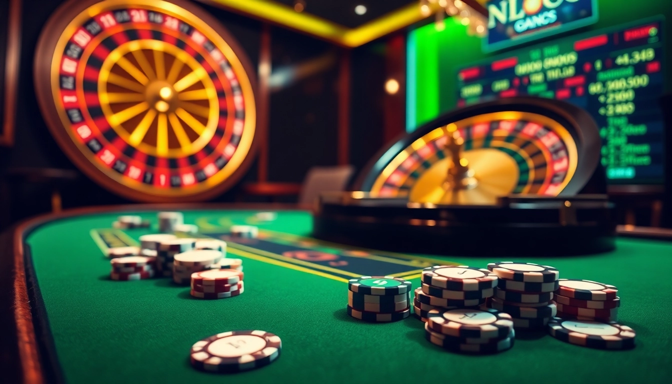 Winning at mmoo.se.net - Exciting casino scene with poker chips and roulette wheel