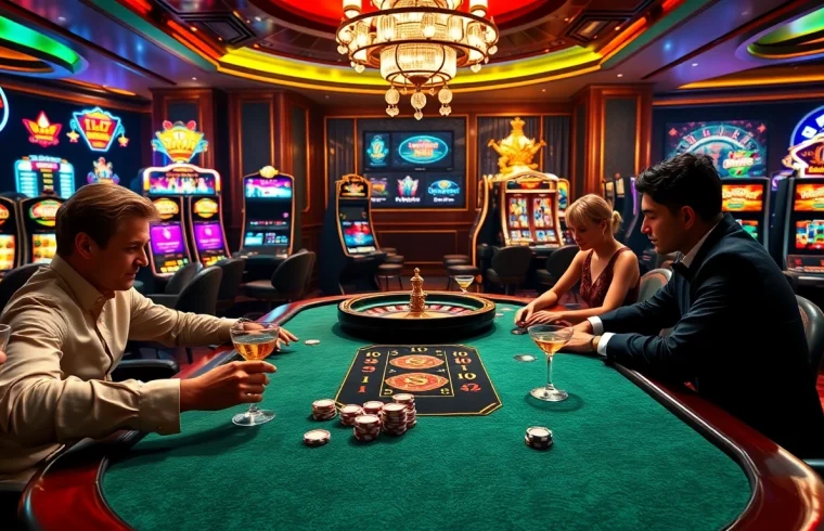 Pahala4d poker game highlighting high-stakes action and luxurious casino ambiance.