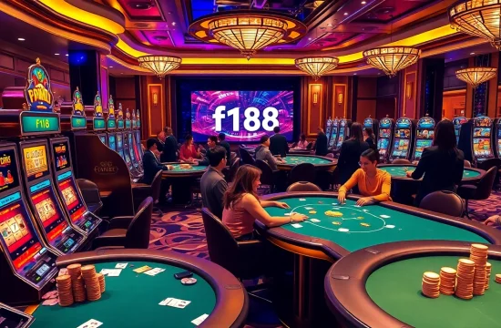 Players enjoying vibrant casino games with f168 ai technology visible on screens.