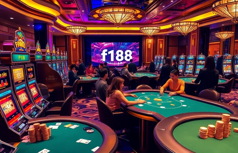 Players enjoying vibrant casino games with f168 ai technology visible on screens.