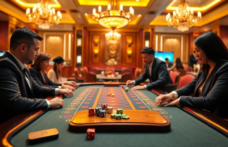 Experience thrilling xóc đĩa online gameplay with vibrant casino ambiance and strategic betting.