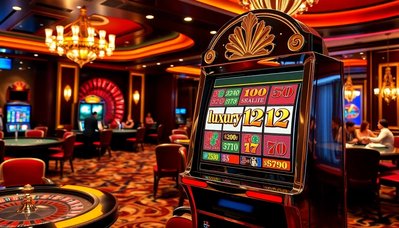 Experience winning gameplay at luxury12 with vibrant slot machines and upscale casino decor.