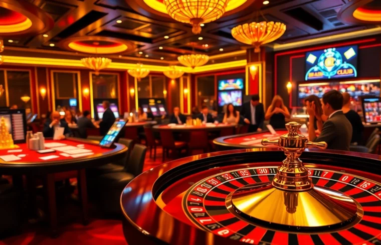 Experience the thrill of gaming at b52 club with poker chips and vibrant roulette wheels.