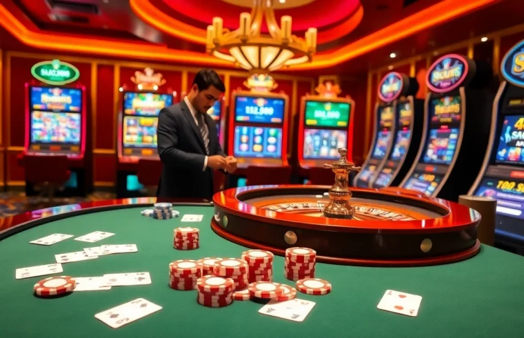 Experience the thrilling atmosphere of Luckywin casino with vibrant gaming and luxury.