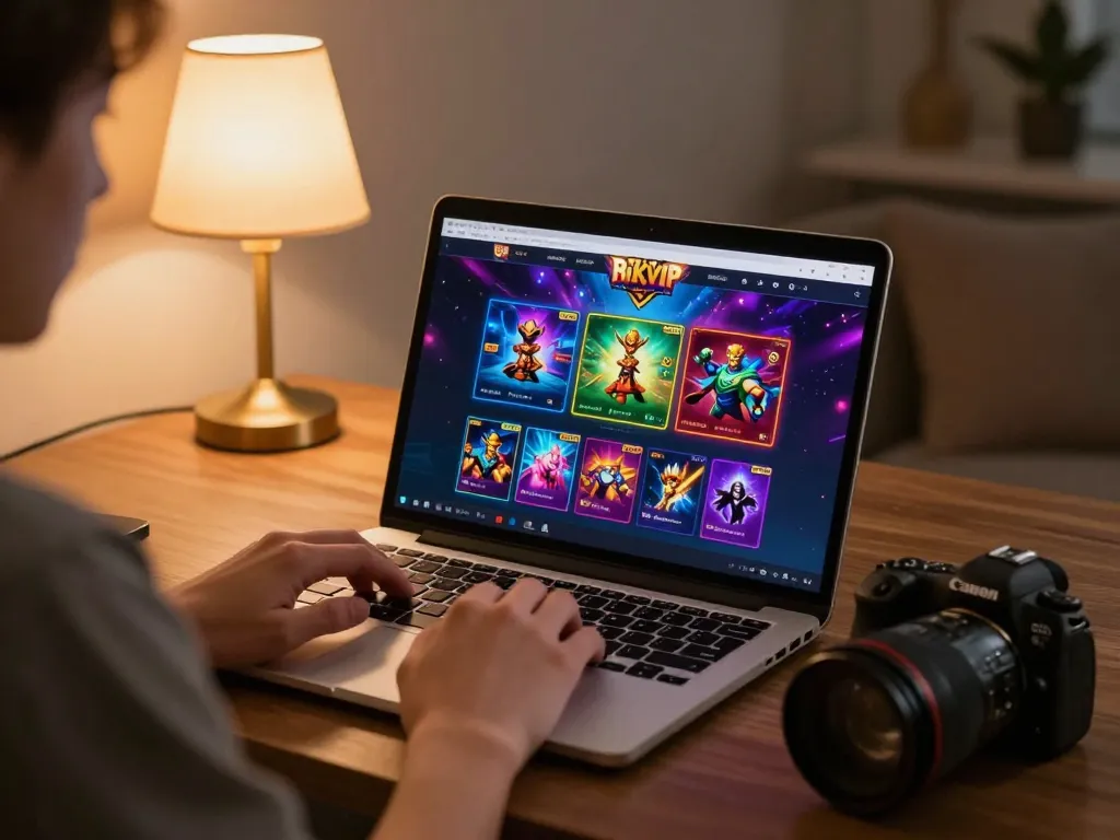 Player enjoying an engaging Rik vip online casino game on laptop, illustrating strategic gameplay.