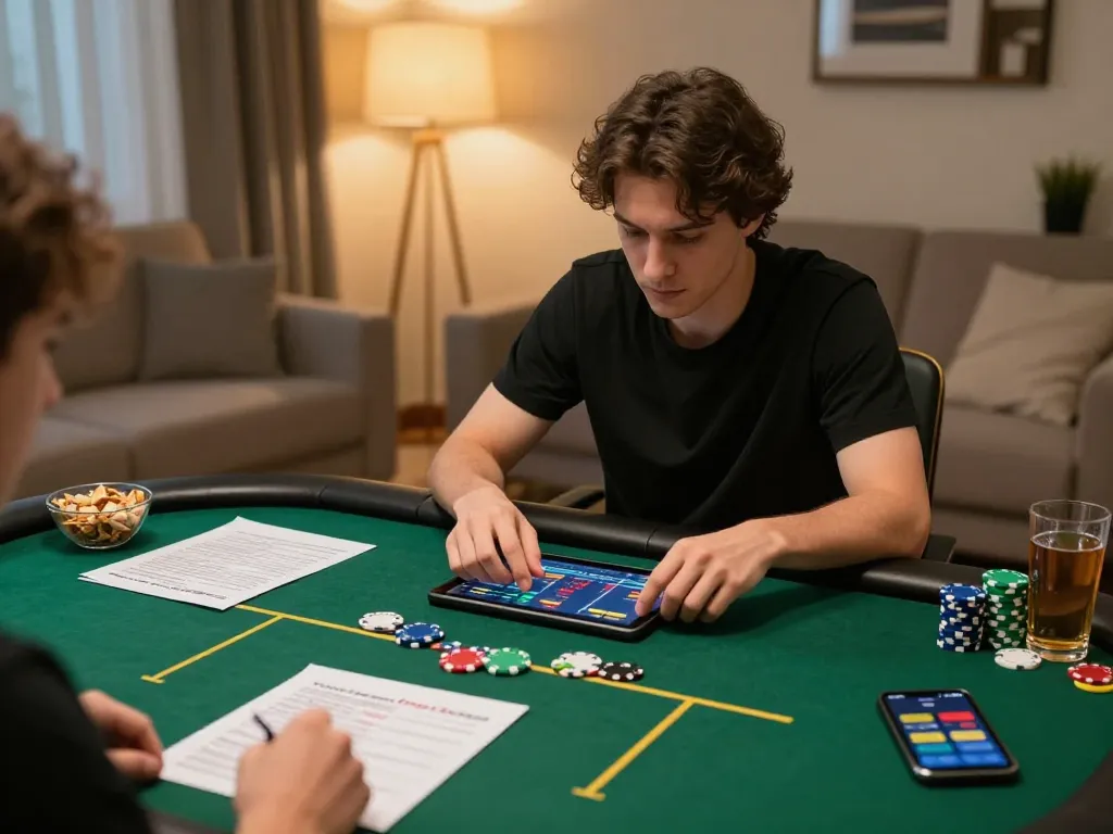 Player immersed in poker strategy with tg88 online setup, showcasing engaging gameplay and cozy atmosphere.