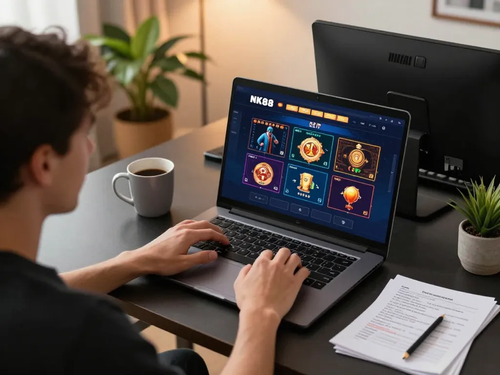 Engaging in online gaming at NK88, showcasing strategic betting tips and dynamic gameplay.