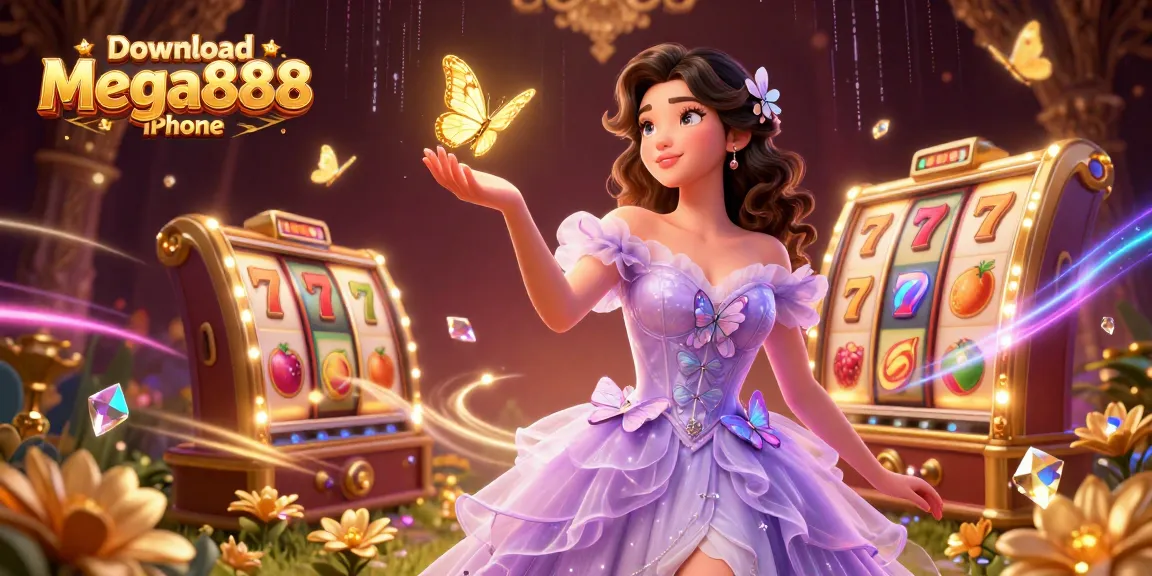 Engage in thrilling gameplay with the Download Mega888 iPhone app, featuring vibrant slot machines and gaming elements.