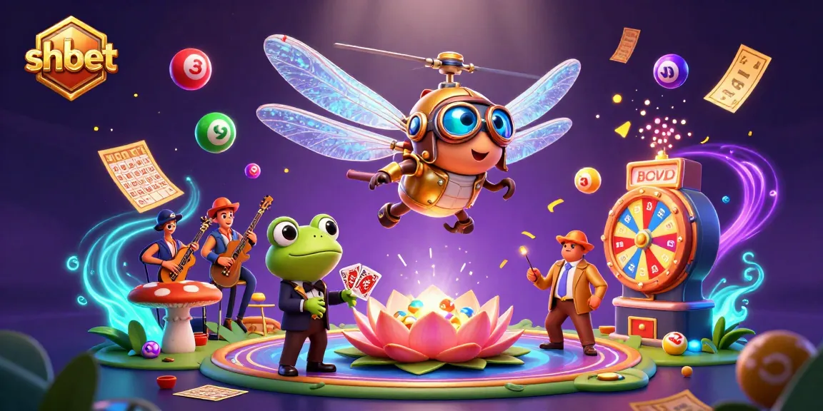 Experience thrilling gameplay at shbet with vibrant casino elements featuring a dragonfly pilot and frog croupier.