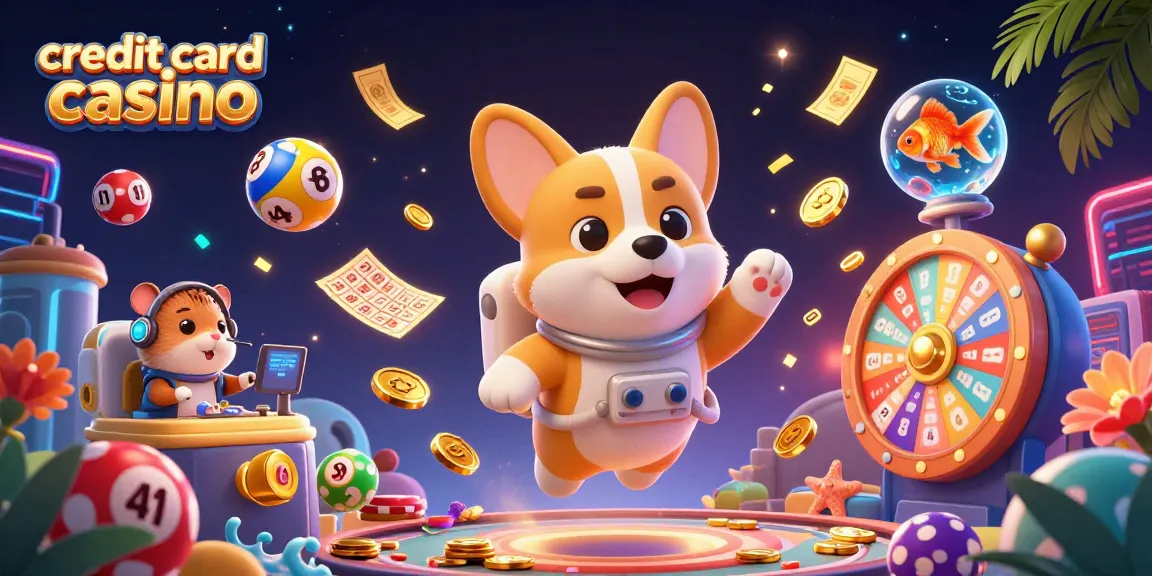 Engage in thrilling adventures at a credit card casino with colorful elements and characters.