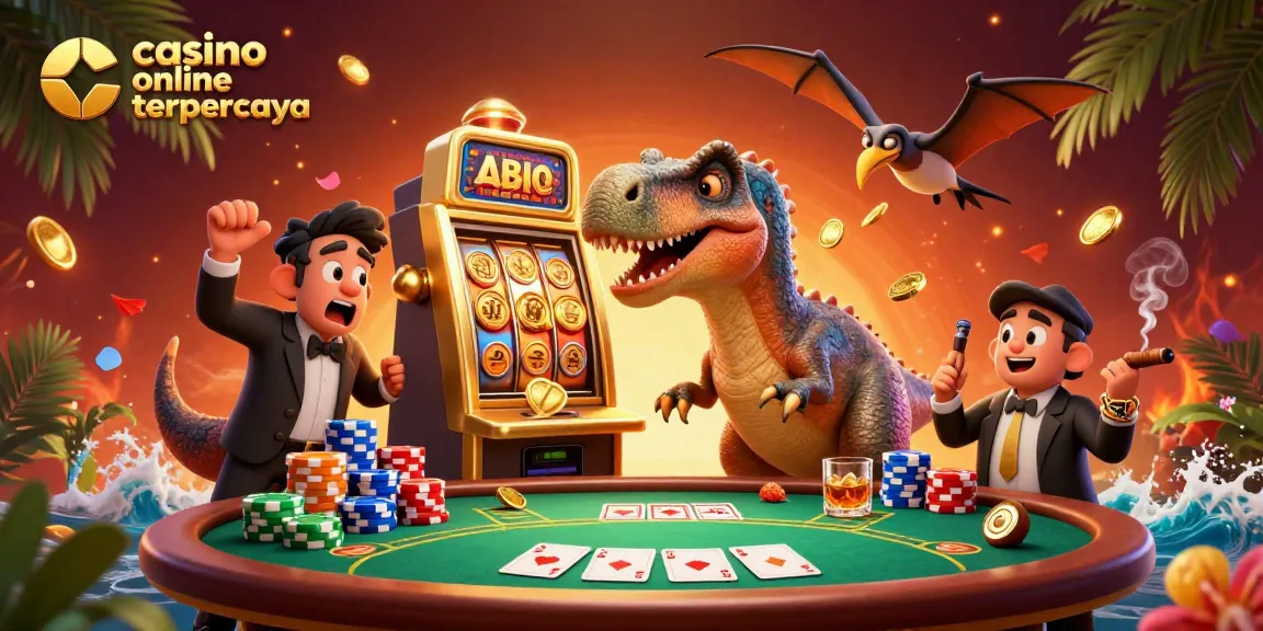 Engage in the excitement of casino online terpercaya with a vibrant 3D scene filled with animated characters and dynamic gameplay elements.