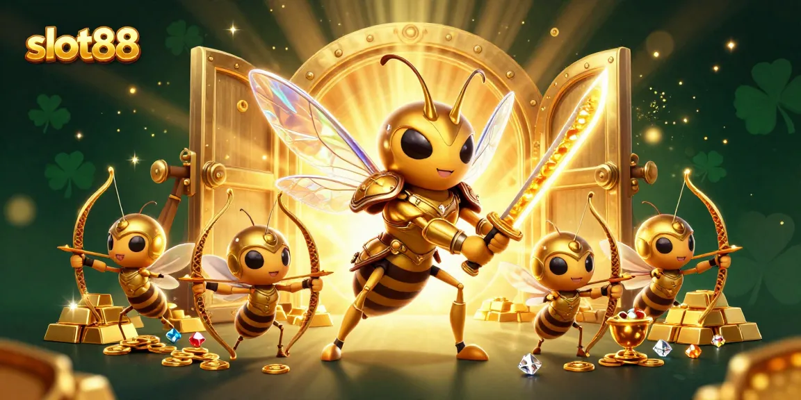 Menangkan jackpot dengan slot88 di kasino online, dikelilingi oleh harta karun dan karakter menyenangkan.