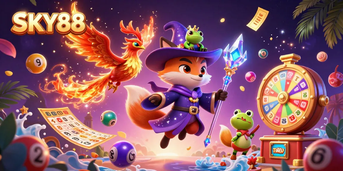 Engage in the thrilling world of SKY88 with magical characters and dynamic casino elements.