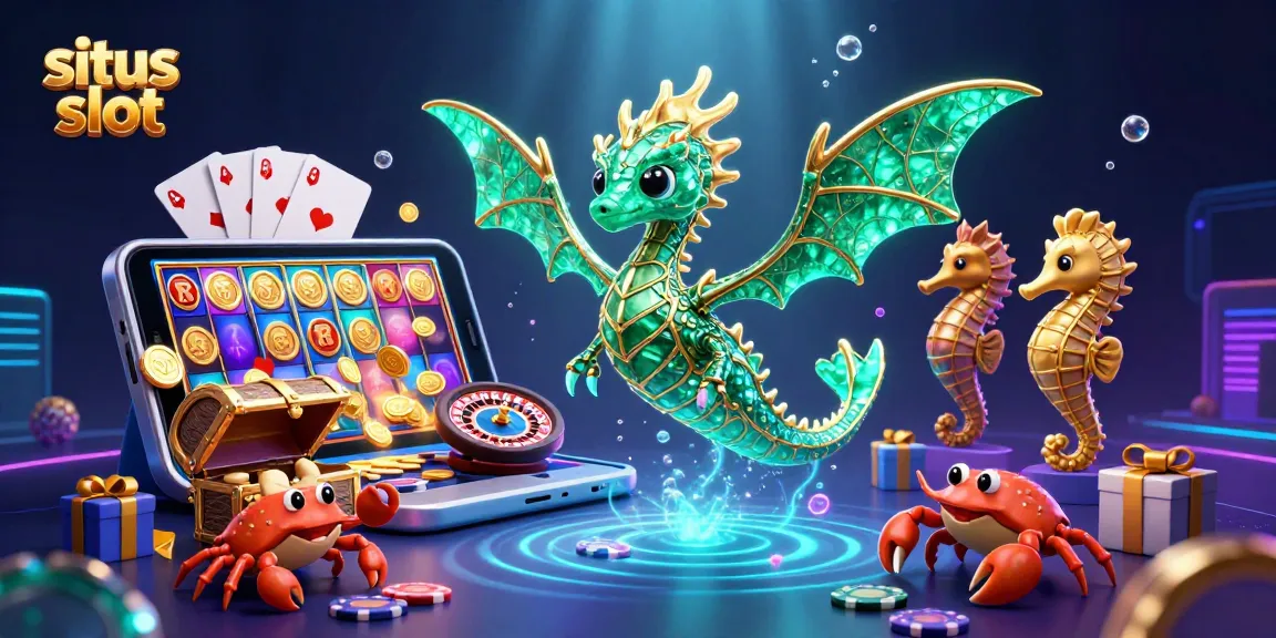 Situs slot menyajikan ilustrasi 3D dengan naga laut dan elemen permainan yang memikat untuk pengalaman bertaruh.
