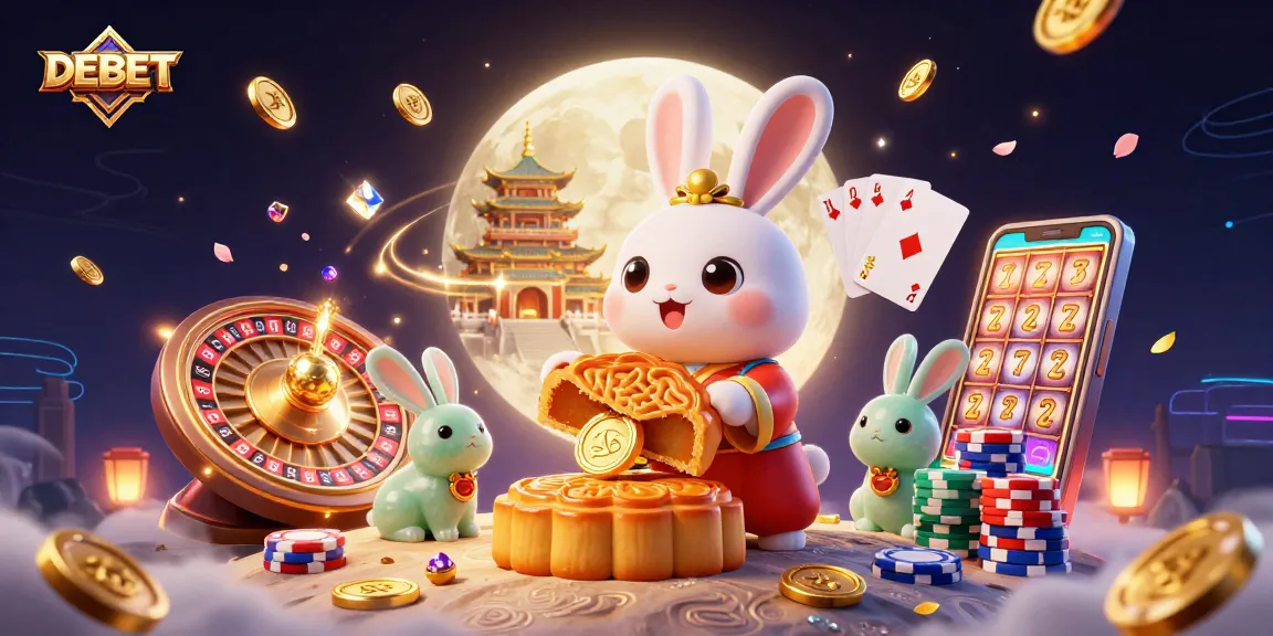 Experience the thrill of DEBET with a unique moon-themed casino scene bursting with excitement.